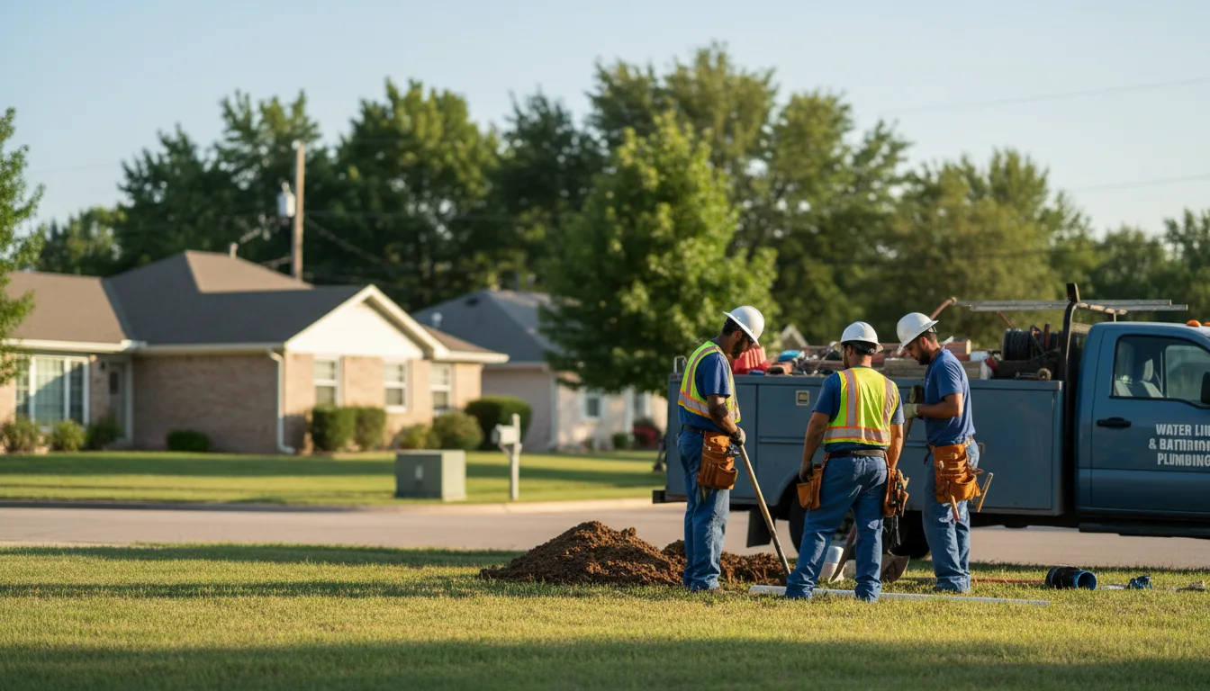 Residential water line and bathroom plumbing service in Hooks, TX